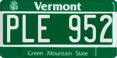 VT license plate PLE952