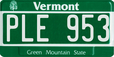 VT license plate PLE953