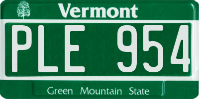 VT license plate PLE954