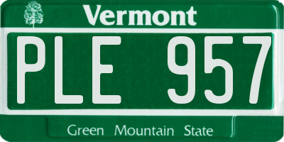 VT license plate PLE957