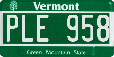 VT license plate PLE958