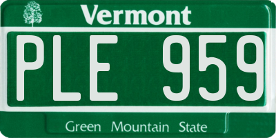 VT license plate PLE959