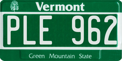 VT license plate PLE962