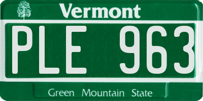 VT license plate PLE963