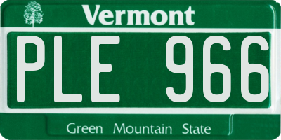 VT license plate PLE966