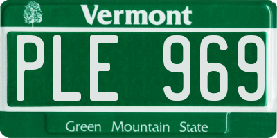 VT license plate PLE969