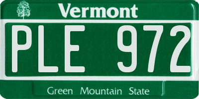 VT license plate PLE972