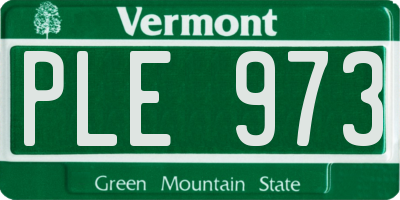 VT license plate PLE973