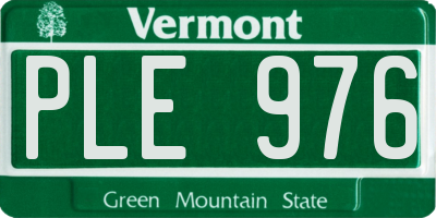 VT license plate PLE976