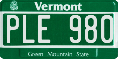 VT license plate PLE980
