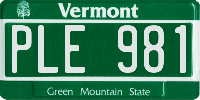 VT license plate PLE981