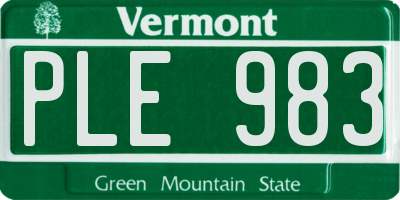 VT license plate PLE983