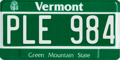 VT license plate PLE984