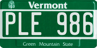 VT license plate PLE986