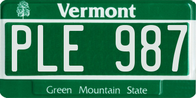 VT license plate PLE987