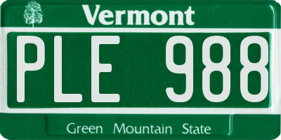 VT license plate PLE988