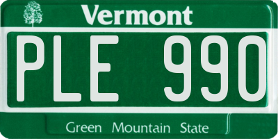 VT license plate PLE990