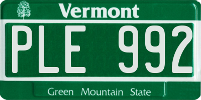 VT license plate PLE992