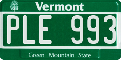 VT license plate PLE993