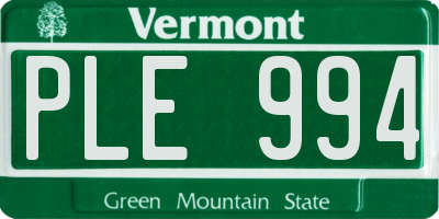 VT license plate PLE994