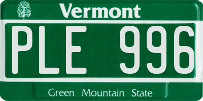 VT license plate PLE996
