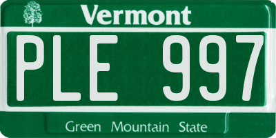 VT license plate PLE997