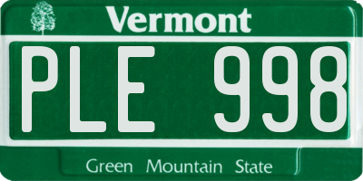 VT license plate PLE998