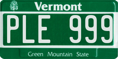 VT license plate PLE999
