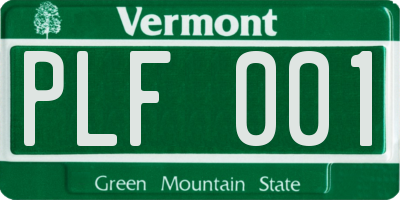 VT license plate PLF001