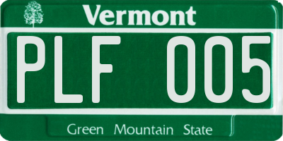 VT license plate PLF005