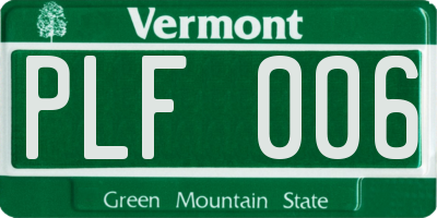 VT license plate PLF006