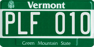 VT license plate PLF010