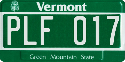 VT license plate PLF017