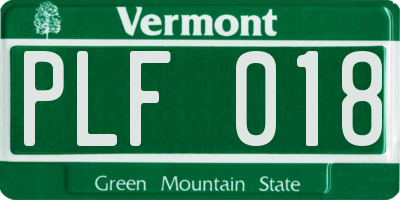 VT license plate PLF018