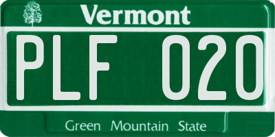 VT license plate PLF020