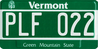 VT license plate PLF022