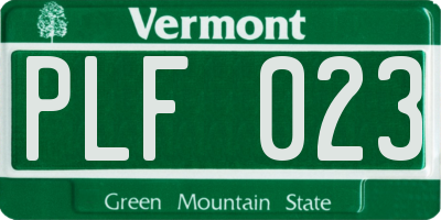 VT license plate PLF023