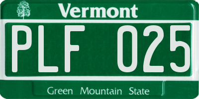 VT license plate PLF025