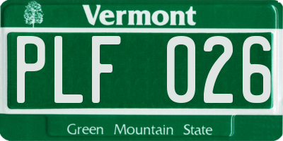 VT license plate PLF026