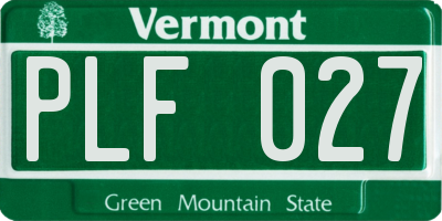 VT license plate PLF027