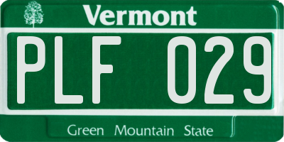 VT license plate PLF029
