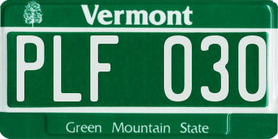 VT license plate PLF030