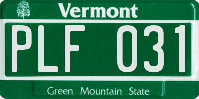 VT license plate PLF031