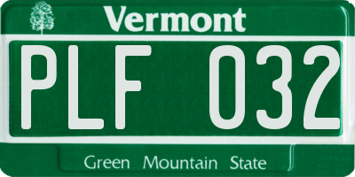 VT license plate PLF032