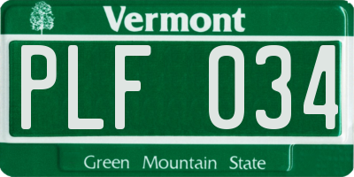VT license plate PLF034