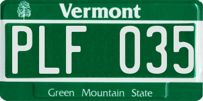 VT license plate PLF035