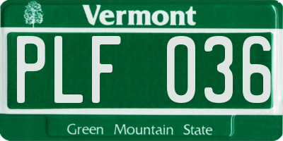 VT license plate PLF036