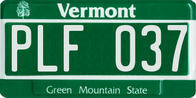 VT license plate PLF037