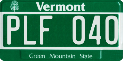 VT license plate PLF040