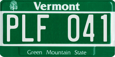 VT license plate PLF041